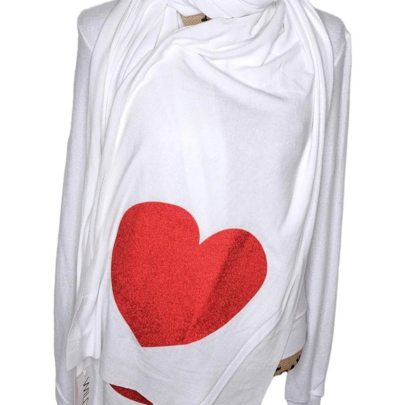 Wildfox Heart Oversized Sweatshirt (Size XXS) and Scarf Set Red Sparkle Heart - Picture 5 of 15